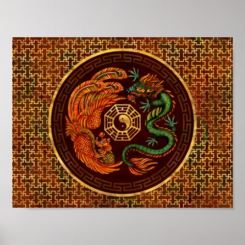 Phoenix and Dragon with bagua 1 Poster