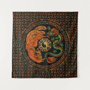Phoenix and Dragon with bagua #2 Tapestry