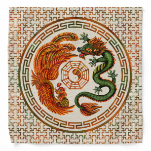 Phoenix and Dragon with bagua #3 Bandana