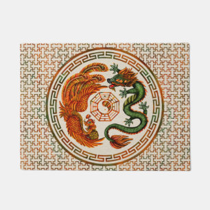 Phoenix and Dragon with bagua #3 Doormat