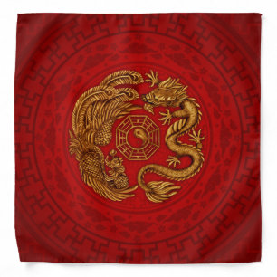Phoenix and Dragon with bagua #4 Bandana