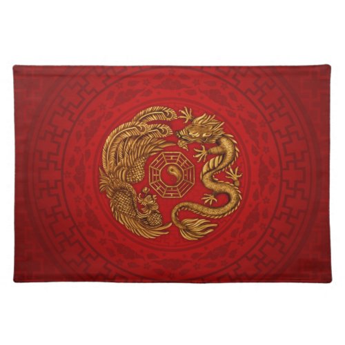 Phoenix and Dragon with bagua 4 Cloth Placemat