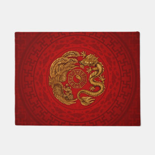 Phoenix and Dragon with bagua #4 Doormat