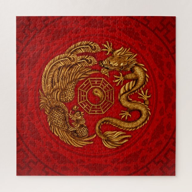 Phoenix and Dragon with bagua #4 Jigsaw Puzzle (Vertical)