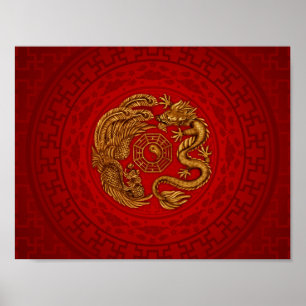 Phoenix and Dragon with bagua #4 Poster
