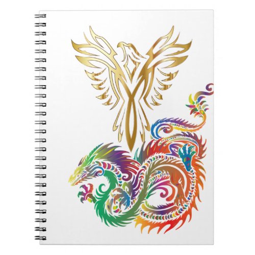 Phoenix and The Dragon Oriental Ying Yang Design Notebook