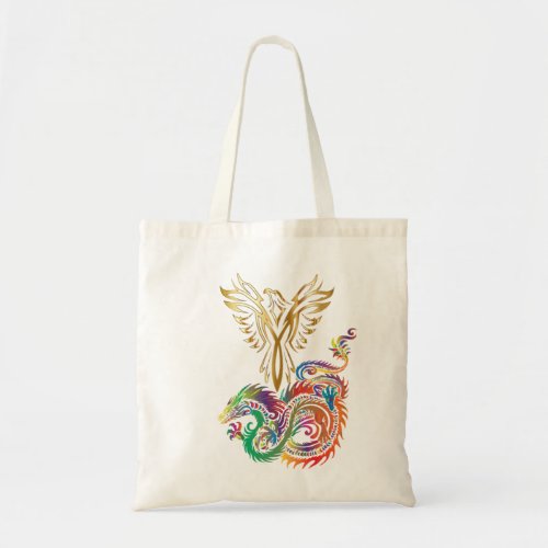Phoenix and The Dragon Oriental Ying Yang Design Tote Bag