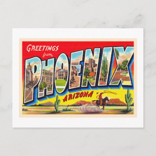 Phoenix Arizona AZ Vintage Large Letter Postcard 1