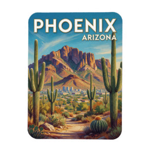 Phoenix Arizona Camelback Mountain Travel Art Magnet
