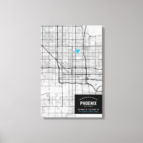 Phoenix Arizona City Map  Mark Your Location Canvas Print