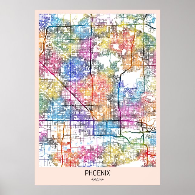 Phoenix Arizona City Map Poster (Front)