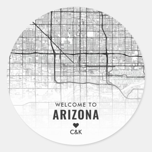 Phoenix Arizona City Map  Wedding Welcome Classic Round Sticker