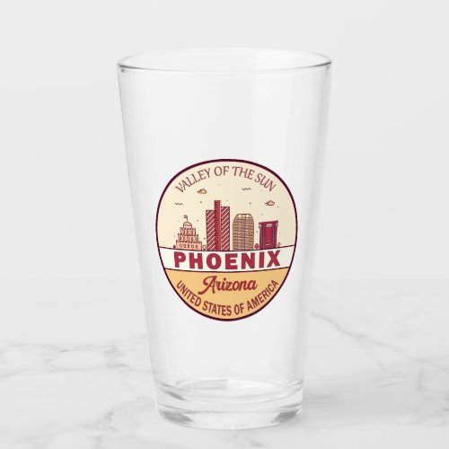 Phoenix Arizona City Skyline Emblem Glass