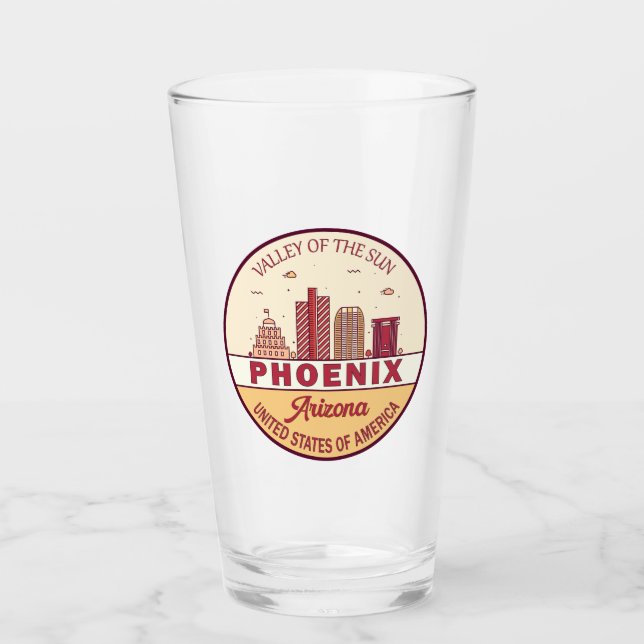 Phoenix Arizona City Skyline Emblem Glass (Front)