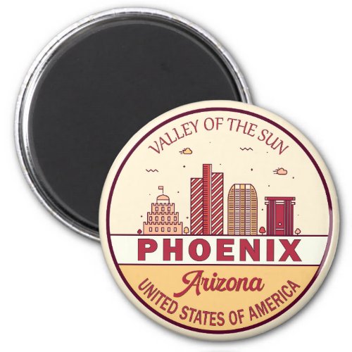 Phoenix Arizona City Skyline Emblem Magnet