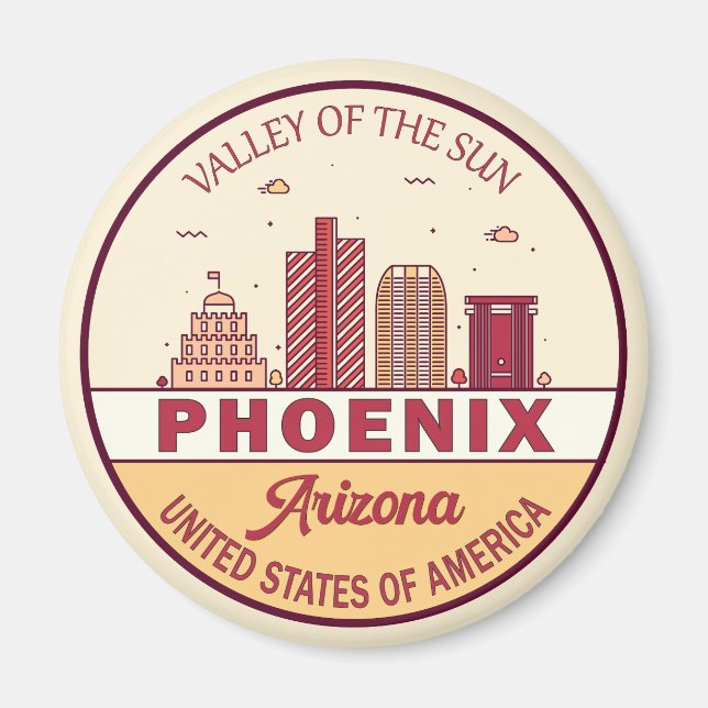 Phoenix Arizona City Skyline Emblem Magnet (Front)