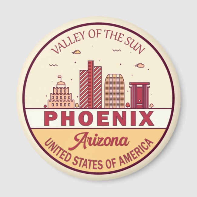 Phoenix Arizona City Skyline Emblem Magnet