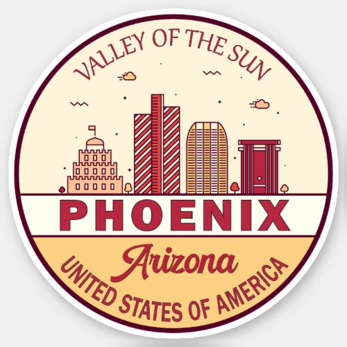 Phoenix Arizona City Skyline Emblem Sticker