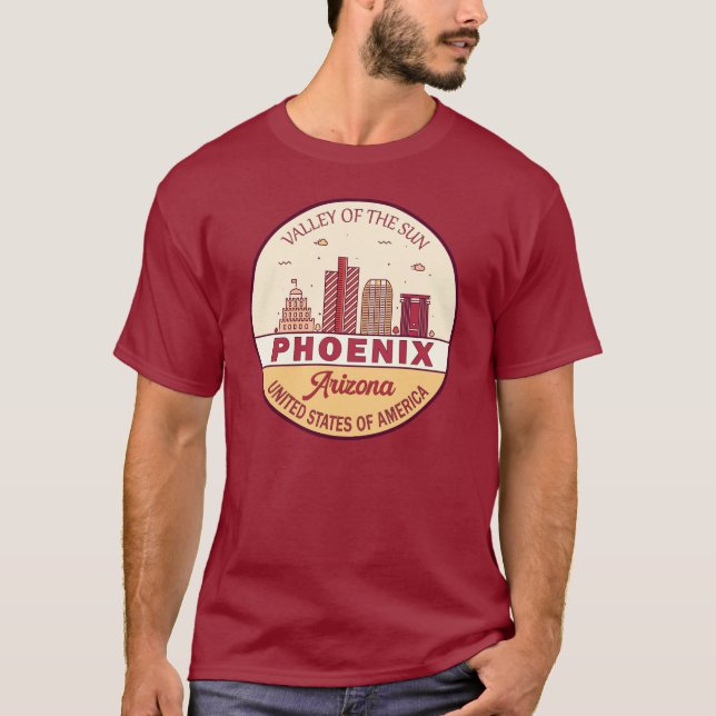 Phoenix Arizona City Skyline Emblem T-Shirt (Front)
