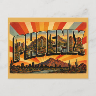 Phoenix Arizona Desert Mountain Cactus Art Postcard