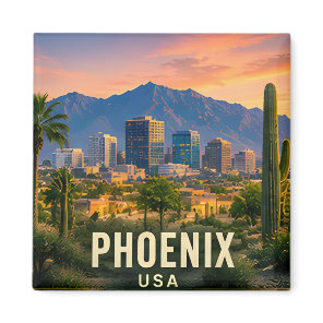 Phoenix Arizona Desert Mountain Travel Gift Magnet