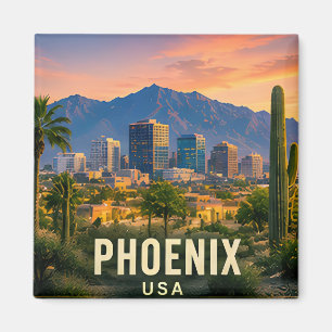 Phoenix Arizona Desert Mountain Travel Gift Magnet