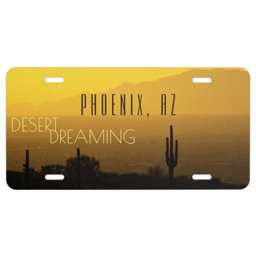 Phoenix Arizona Desert Sunset Yellow Amber Cactus License Plate