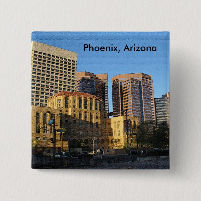 Phoenix, Arizona Downtown Pinback Button (Front)
