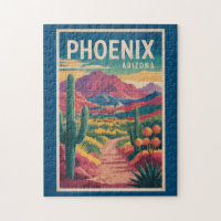 Phoenix Arizona Illustration Travel Art Vintage