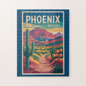 Phoenix Arizona Illustration Travel Art Vintage Jigsaw Puzzle