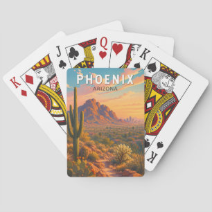 Phoenix Arizona Illustration Travel Art Vintage Poker Cards