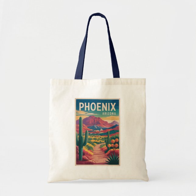 Phoenix Arizona Illustration Travel Art Vintage Tote Bag (Front)
