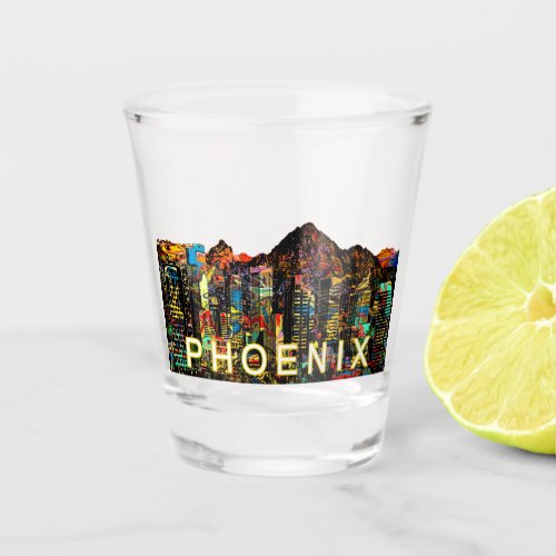 Phoenix Arizona in graffiti  Shot Glass