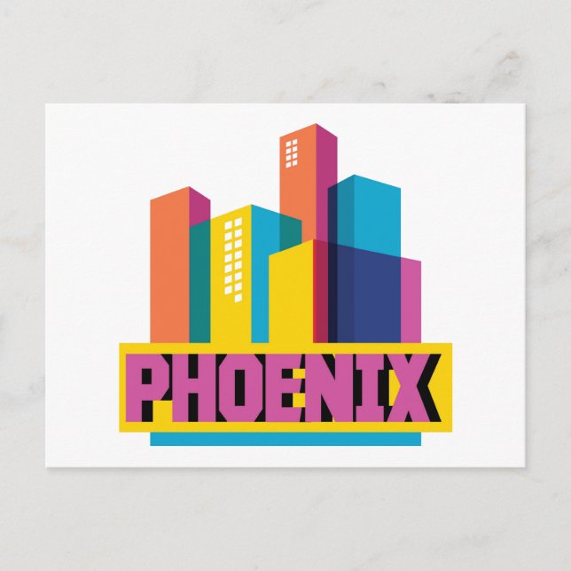 Phoenix, Arizona | Neon Skyline Postcard (Front)