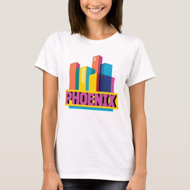 Phoenix, Arizona | Neon Skyline T-Shirt (Front)