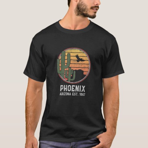 Phoenix Arizona Retro Cactus And Sun T_Shirt
