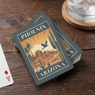 Phoenix Arizona Retro Travel Poster Playing Cards