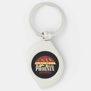 Phoenix Arizona Skyline Art Print Retro Sunset Keychain
