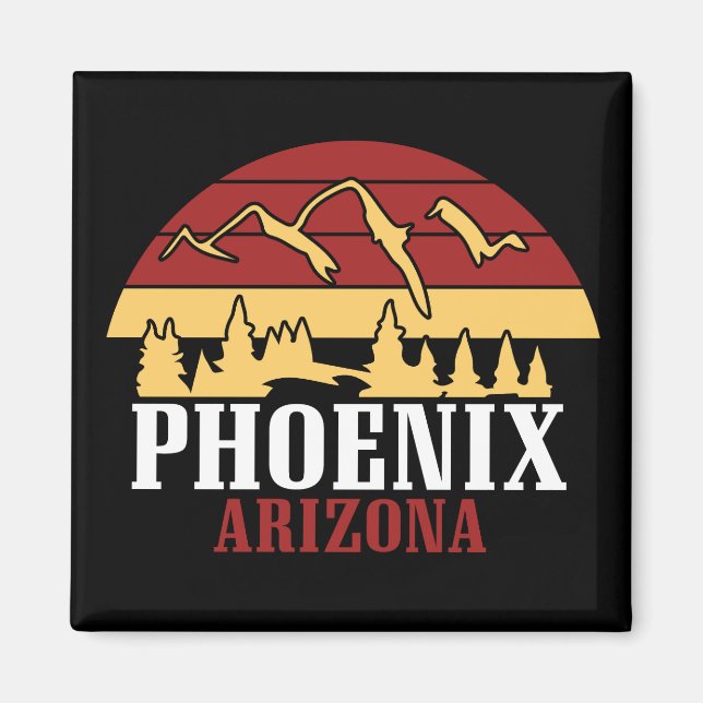 Phoenix Arizona Skyline Art Print Retro Sunset Magnet (Front)