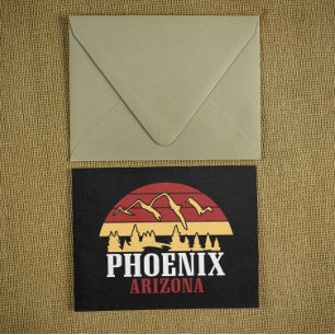 Phoenix Arizona Skyline Art Print Retro Sunset Postcard