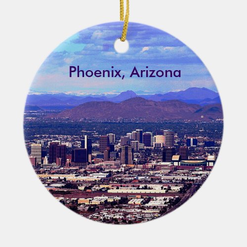 Phoenix Arizona Skyline in Daytime Ceramic Ornament