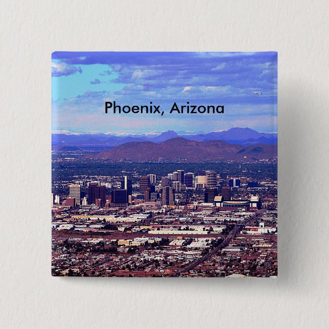 Phoenix Arizona Skyline in Daytime Pinback Button (Front)
