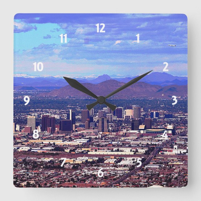 Phoenix Arizona Skyline in Daytime Square Wall Clock (Front)