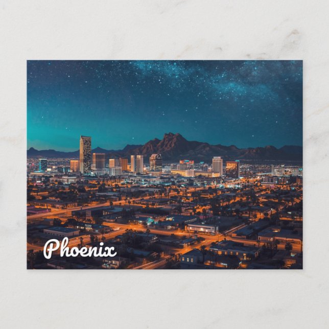 Phoenix Arizona Skyline Night Sky Postcard (Front)