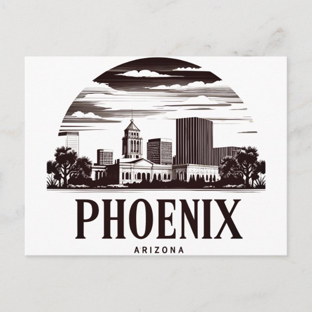 Phoenix Arizona Skyline Postcard (Front)