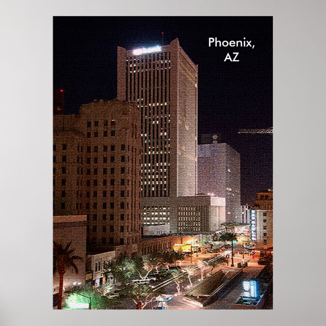 Phoenix Arizona Skyscraper Dark Night Poster (Front)