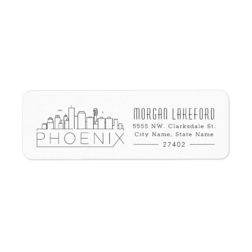 Phoenix Arizona Stylized Skyline  Label