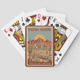 Phoenix Arizona Sun Illustration Travel Art Retro Poker Cards