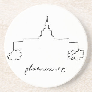 phoenix arizona temple simple modern sketch drink coaster