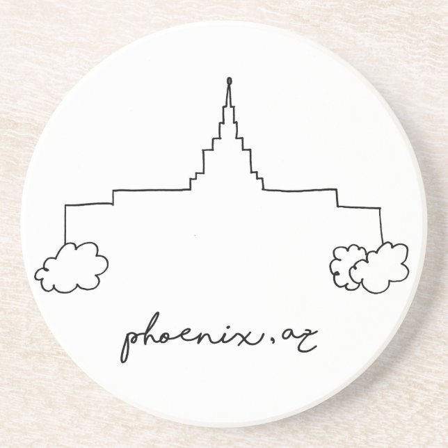 phoenix arizona temple simple modern sketch drink coaster (Front)